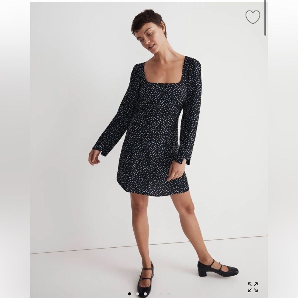 Madewell Seamed Long-Sleeve Mini Dress in Ditsy Floral Size 6